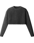 260GSM Women's Raw Hem Long Sleeve Crop Top